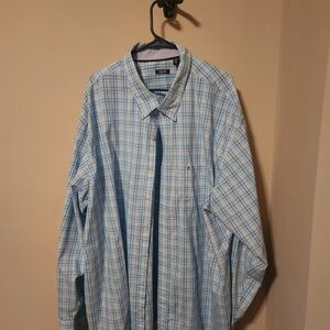 Izod Men's Light Blue Checkered Shirt